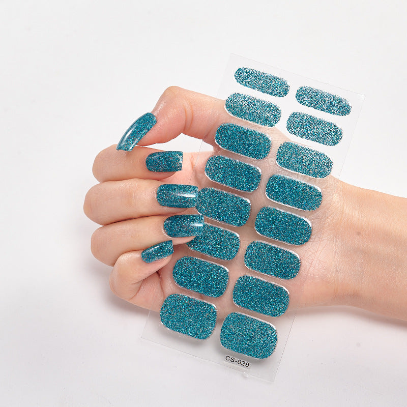 Scallion Powder Nail Stickers Solid Color Sequined Nail Stickers
