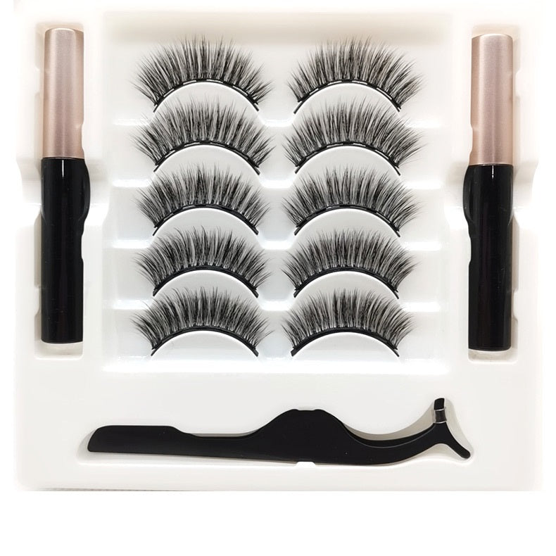 Magnetic Eyelashes Eyeliner Set Long Lasting False Mink Waterproof Eye Lashes Extension Reusable Beauty Makeup Tool
