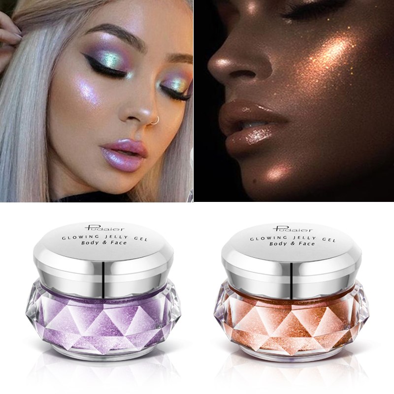 Face Highlighter Jelly Gel Mermaid Eyeshadow Glow Body Glitter Festival Makeup Iluminador Gold Liquid Highlighter Bronzer