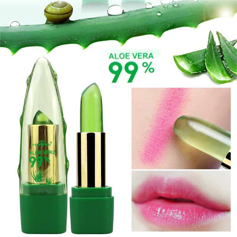Aloe Vera Gel Color Changing Lipstick Gloss  Moisturizer Anti-drying Desalination Fine-grain Lip Blam Care